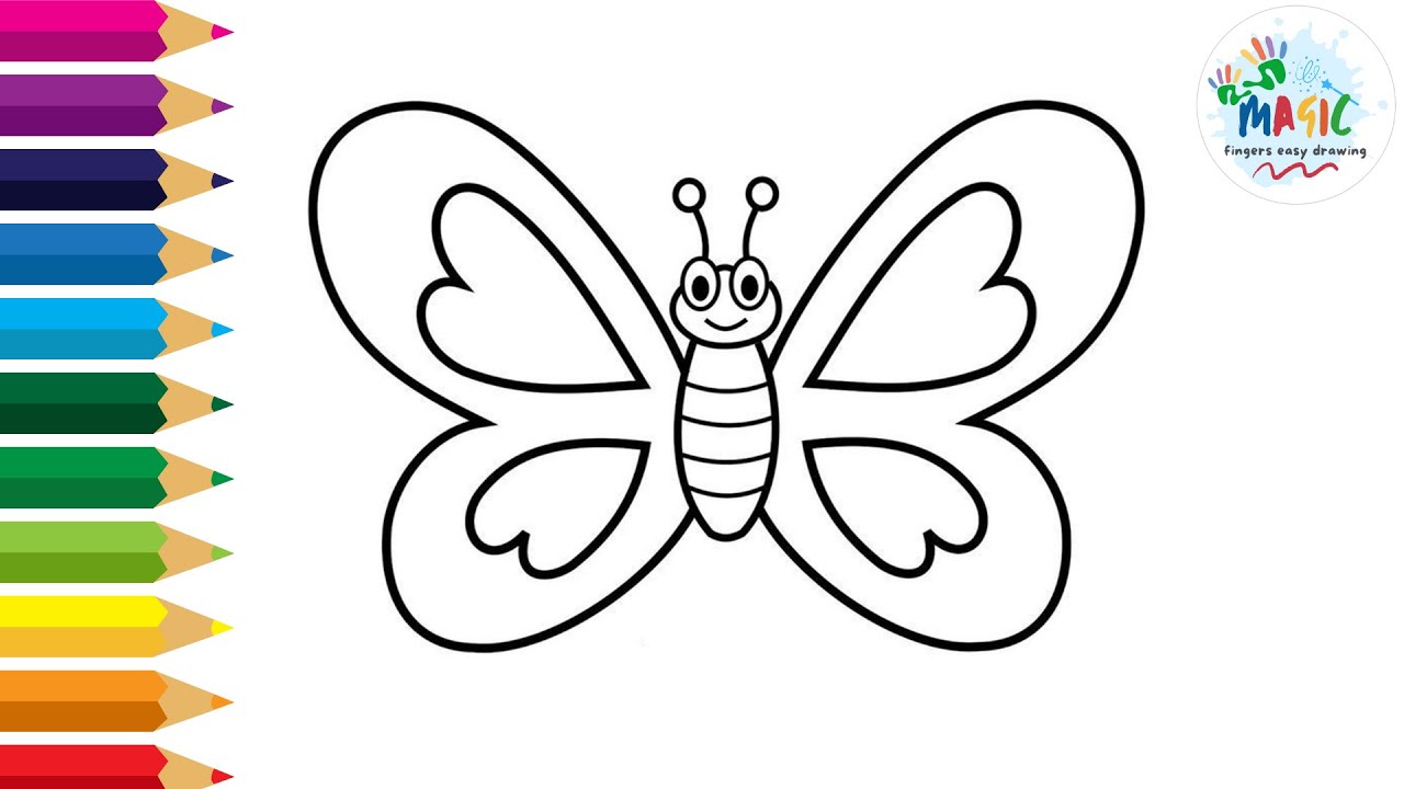 Draw And Color A Beautiful Butterfly 🦋🌈 Drawings For Kids
