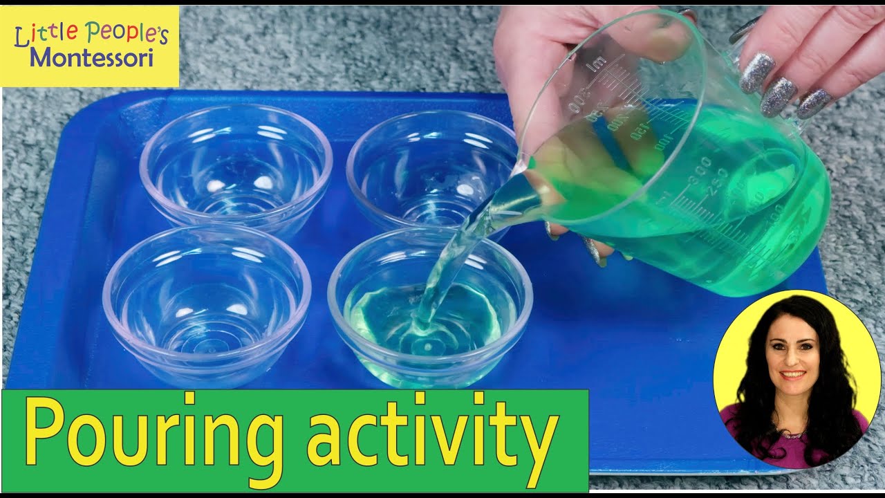 Montessori Pouring presentation for preschoolers - teacher instructions