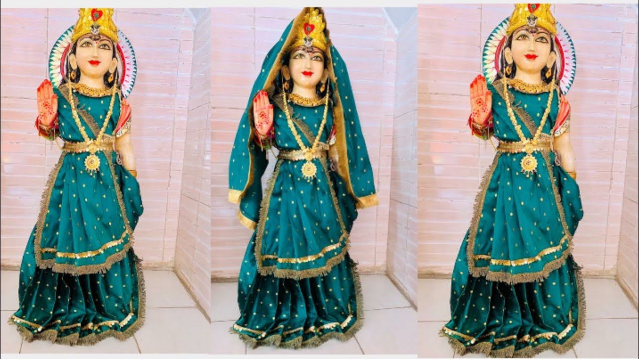नवरात्रि मे बनाए अपने हाथों से माता रानी की साडी /how to make saree for sita maa at home