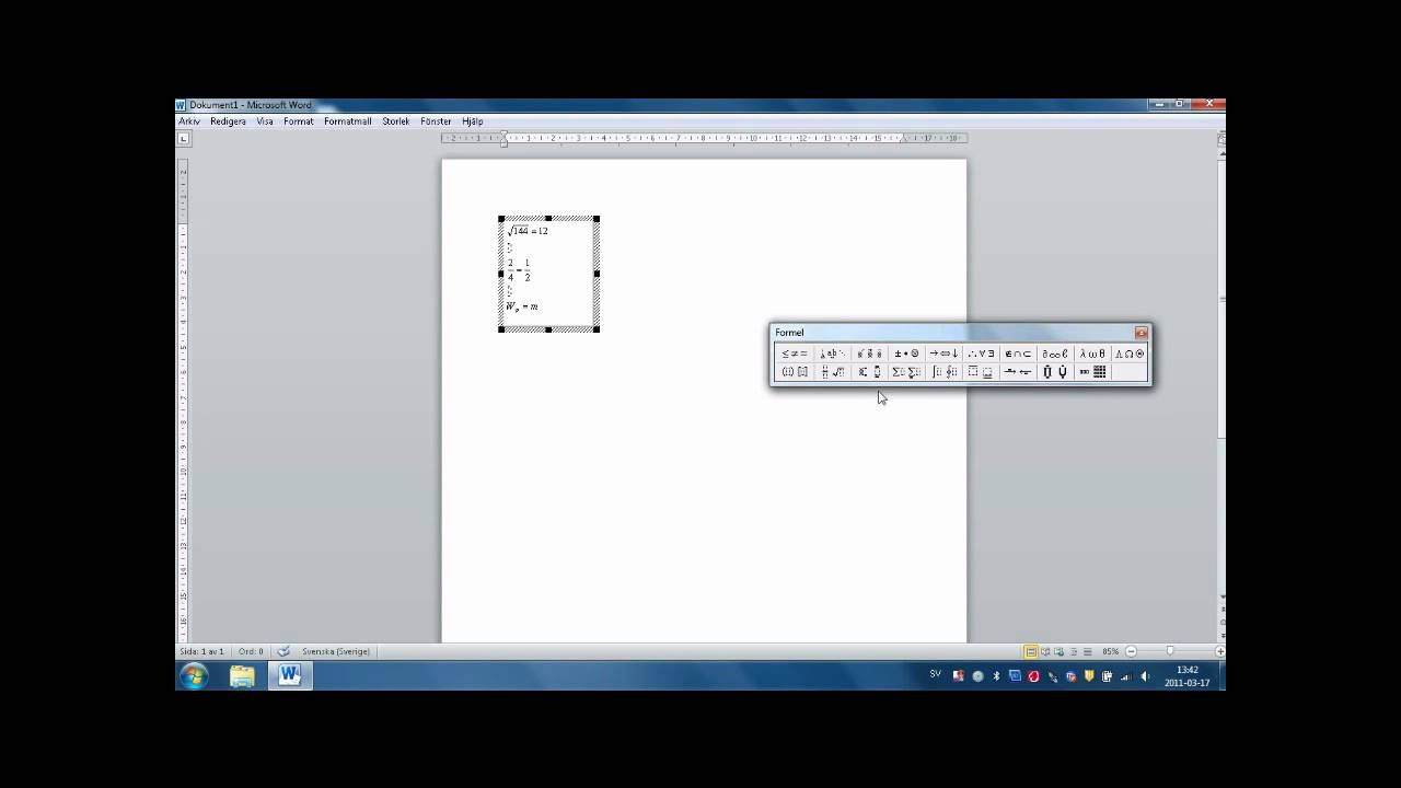 Instruktionsfilm om Microsoft Equation 3.0