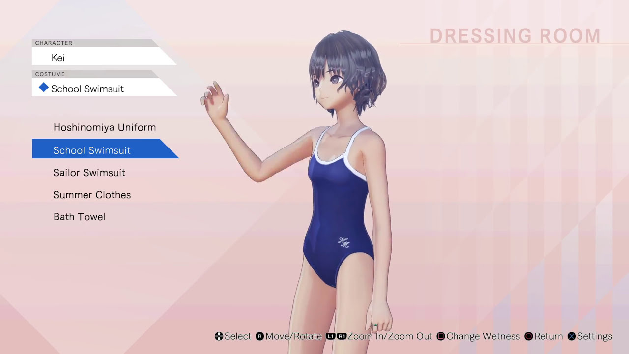 All Blue reflection characters in wet/dry versions of all DLC outfits.