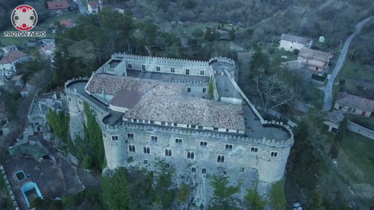 Castello Piccolomini a Balsorano. Piccolomini Castle in Italy, Abruzzo. Cinematic drone video.