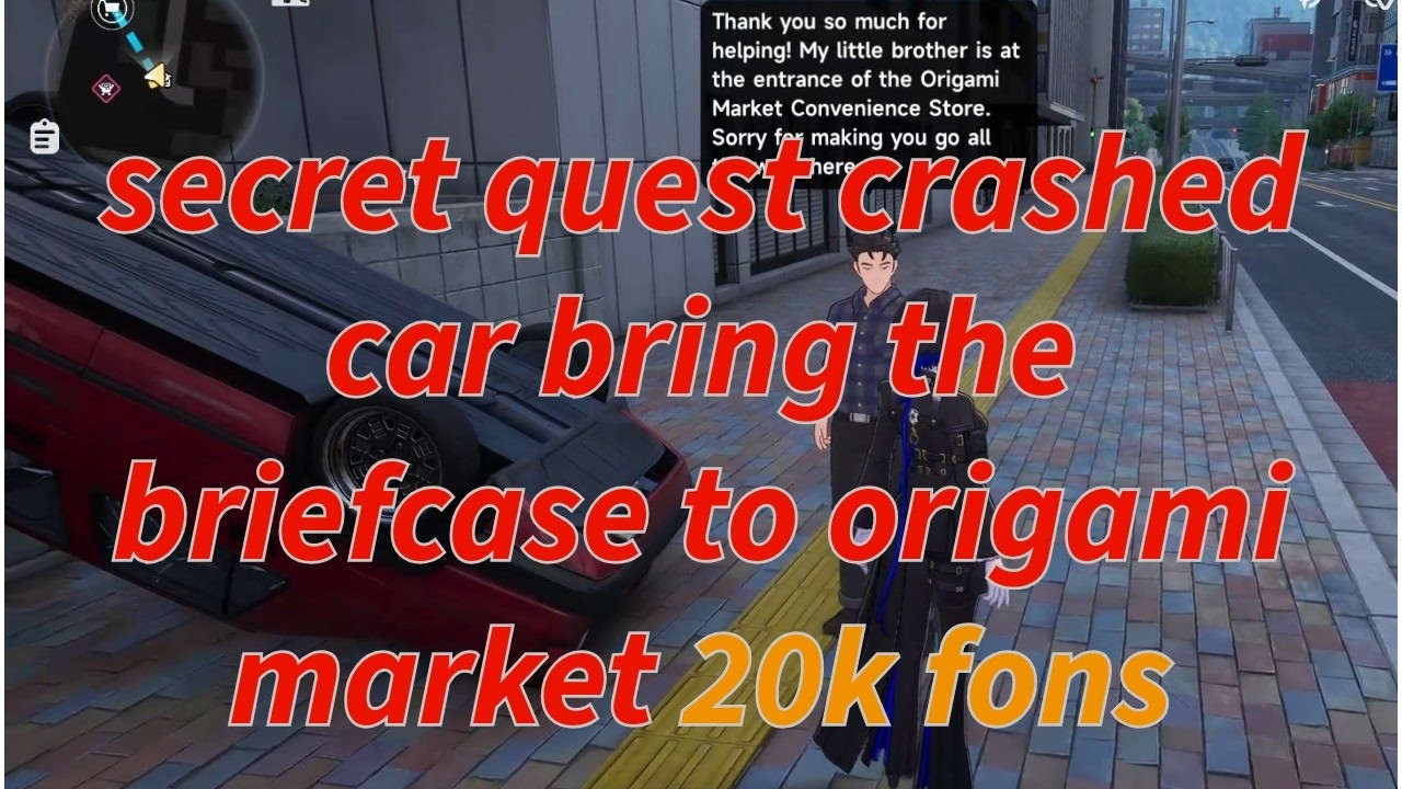NTE secret quest crashed car briefcase origami market