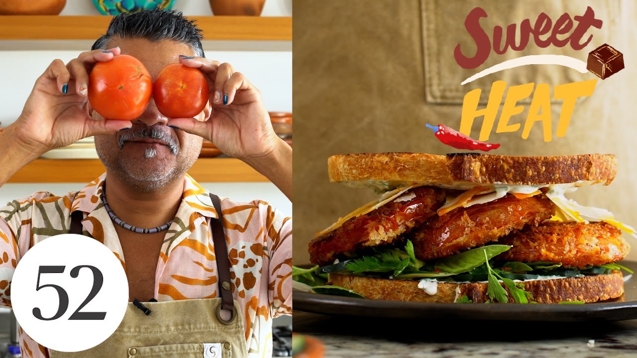 Fried Tomato Sandwich with Lemon-Basil Sour Cream | Sweet Heat