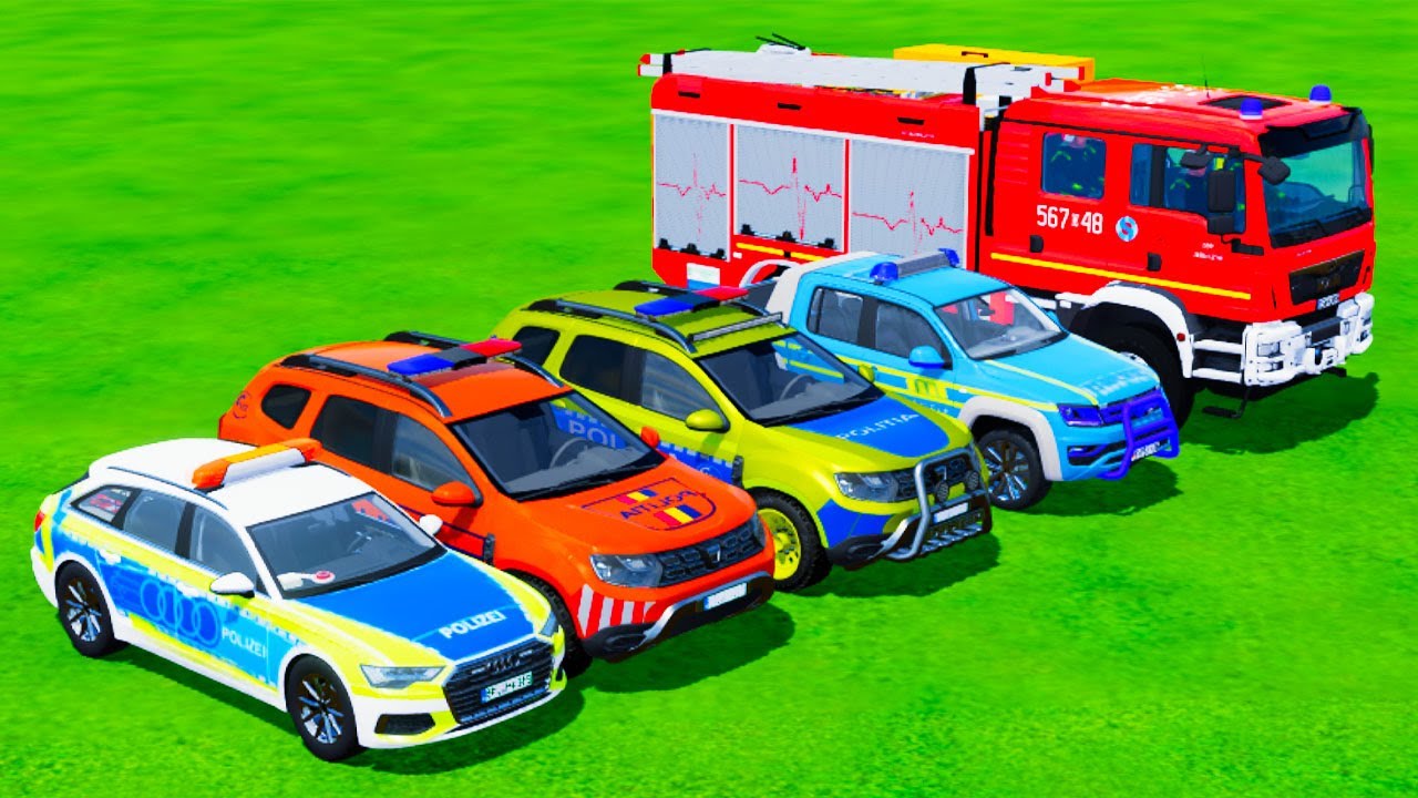 TRANSPORTING PIXAR CARS & FRUITS WITH COLORED & JOHN DEERE vs CLAAS vs TRACTORS - BeamNG.drive 