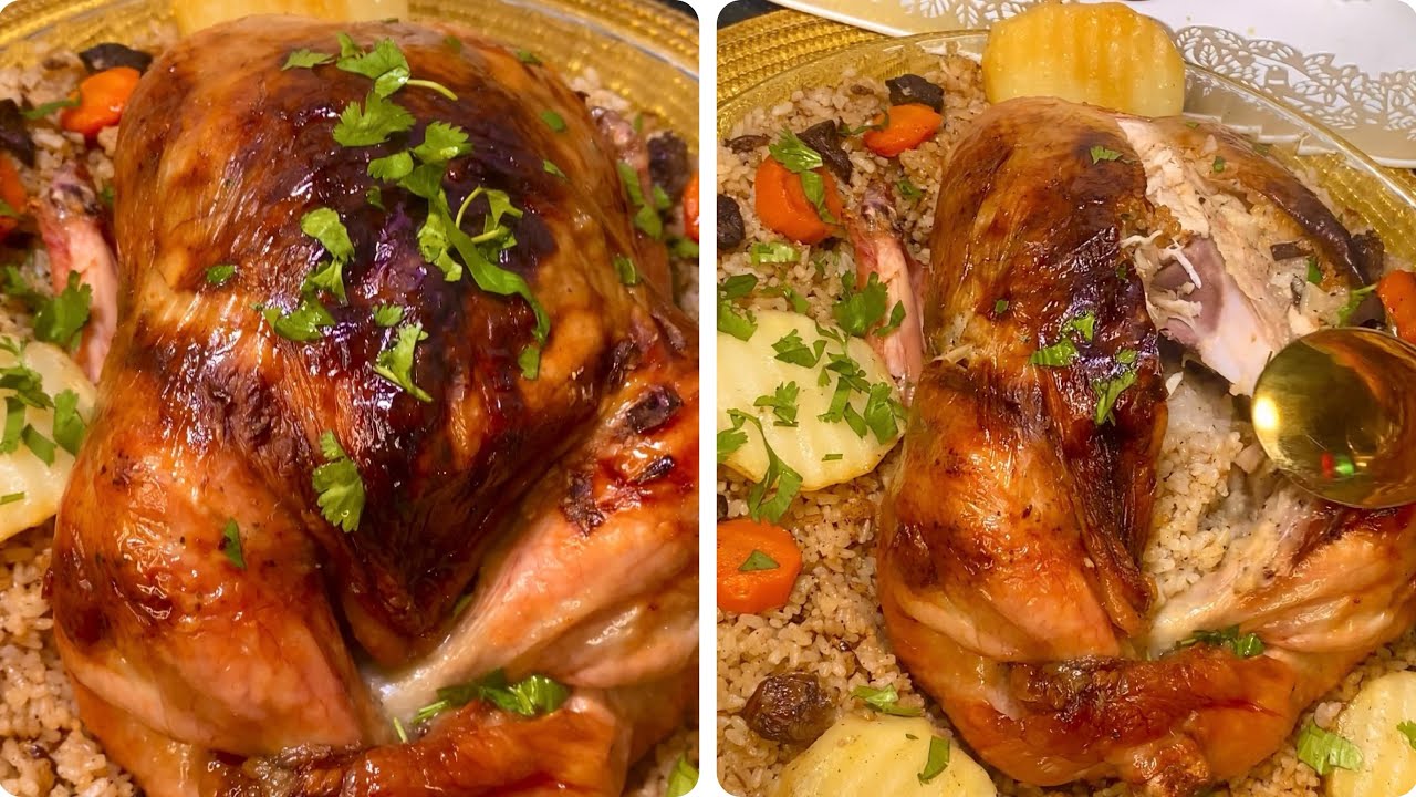 فراخ محشية بالرز البني ومعاها خضار 🍗مش هبطلي تعمليها 🍗دايبة دوب 