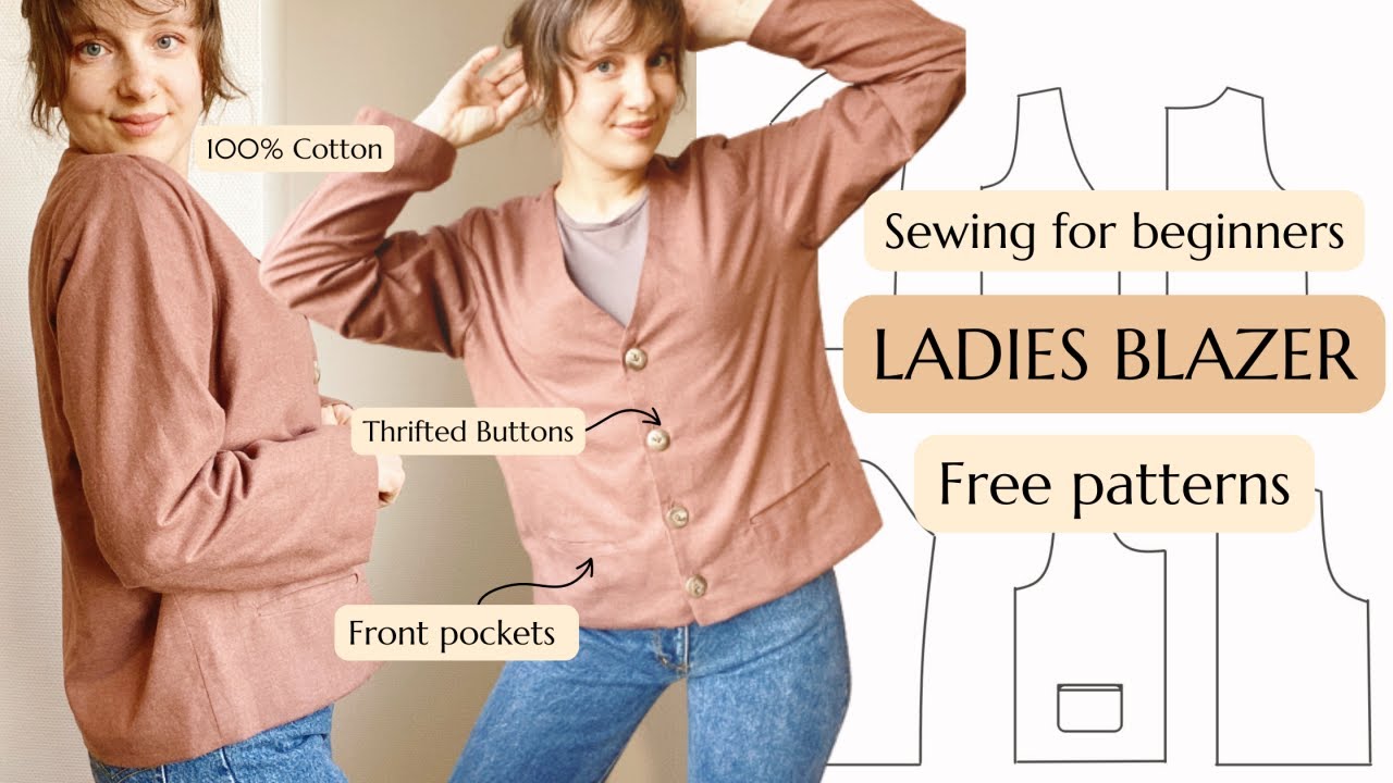 Diy blazer jacket With lining and pocket | step by step sewing tutorial and pattern