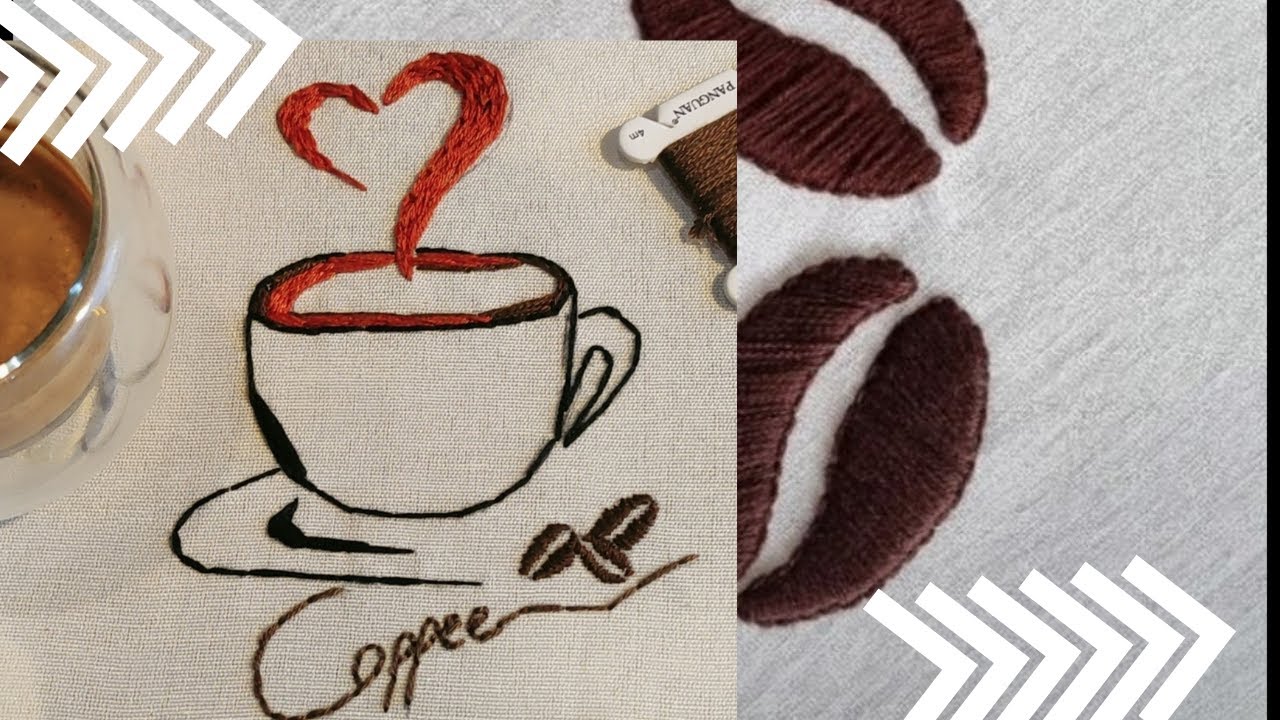 Coffee Cup Embroidery Tutorial for Beginners | Simple Stitches Only- embroidery for beginners