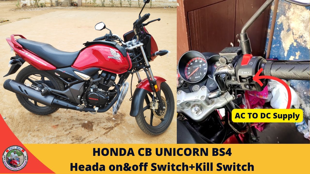 Honda CB Unicorn BS4 Headlight on And off Wiring Kit AC To DC Supply