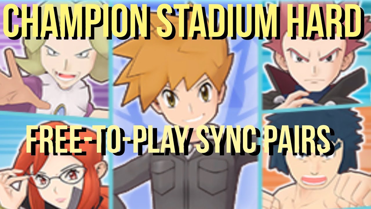 FREE-TO-PLAY SYNC PAIRS ONLY in Champion Stadium (HARD MODE) COMPLETE Gameplay | Pokémon Masters EX