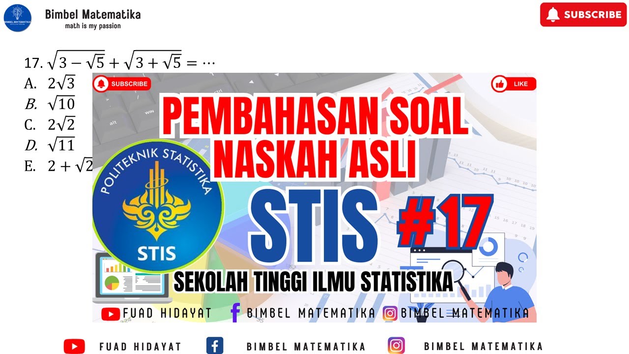 SOAL DAN PEMBAHASAN NASKAH ASLI SPMB SEKOLAH TINGGI ILMU STATISTIKA (STIS) #17 - PENJUMLAHAN AKAR