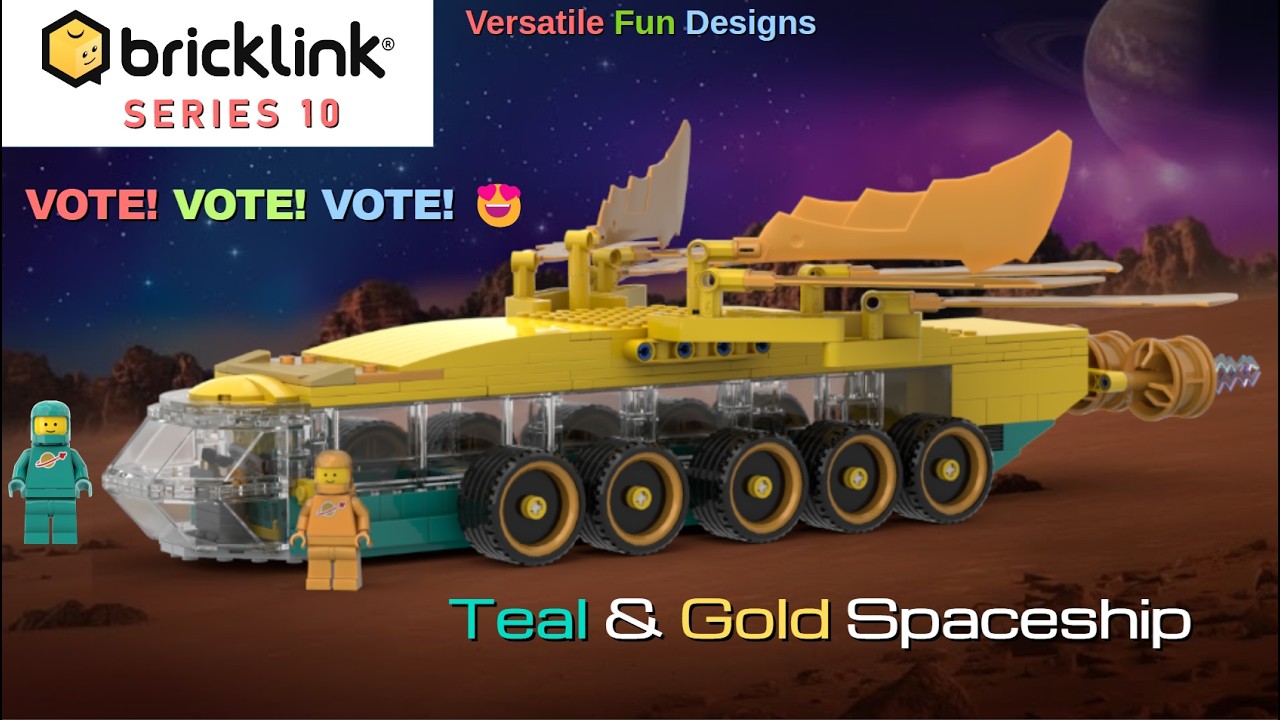 🚀 Vote 😍 Now! Teal & Gold Spaceship - A LEGO BrickLink Designer Program Series 10 Submission! #afol