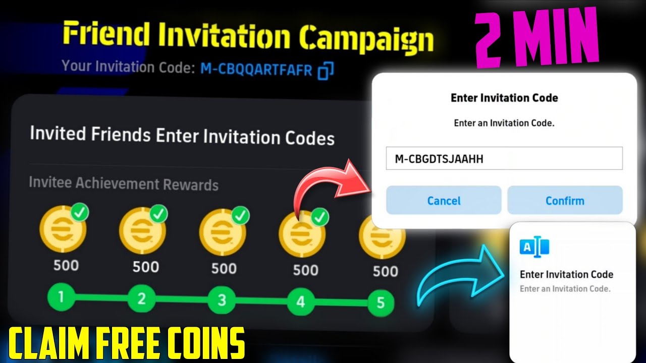 Как получить 1000 бесплатных монет через кампанию приглашений за 2 минуты!!