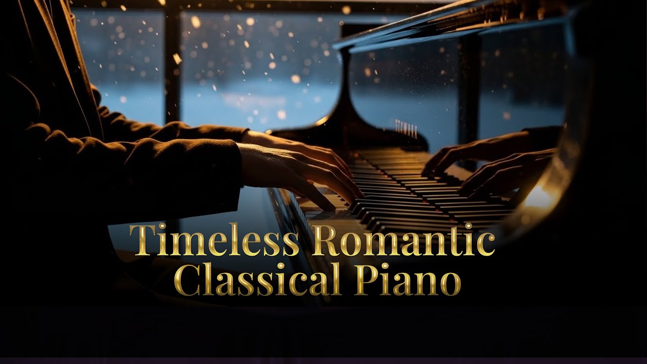 Romantic Classical Piano Ambience | Cozy Winter Snowfall & Candlelight Relaxation