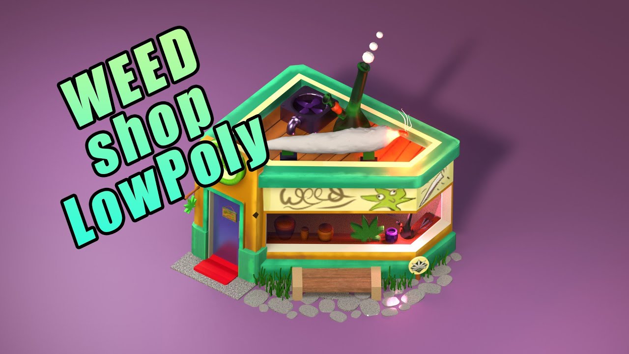 Weed Cannabis marijuana shop Low Poly Blender render model