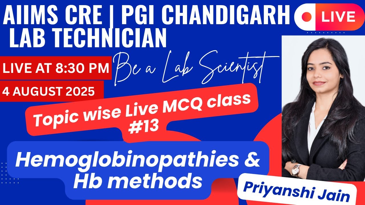 AIIMS CRE EXAM | PGI | LAB TECHNICIAN | LIVE MCQ CLASS #12 | PRIYANSHI JAIN | HEMOGLOBINOPATHIES