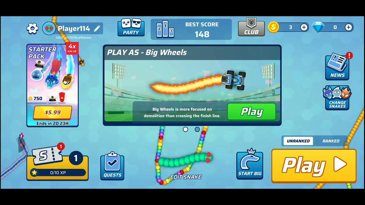 Snake.io mod menu gameplay