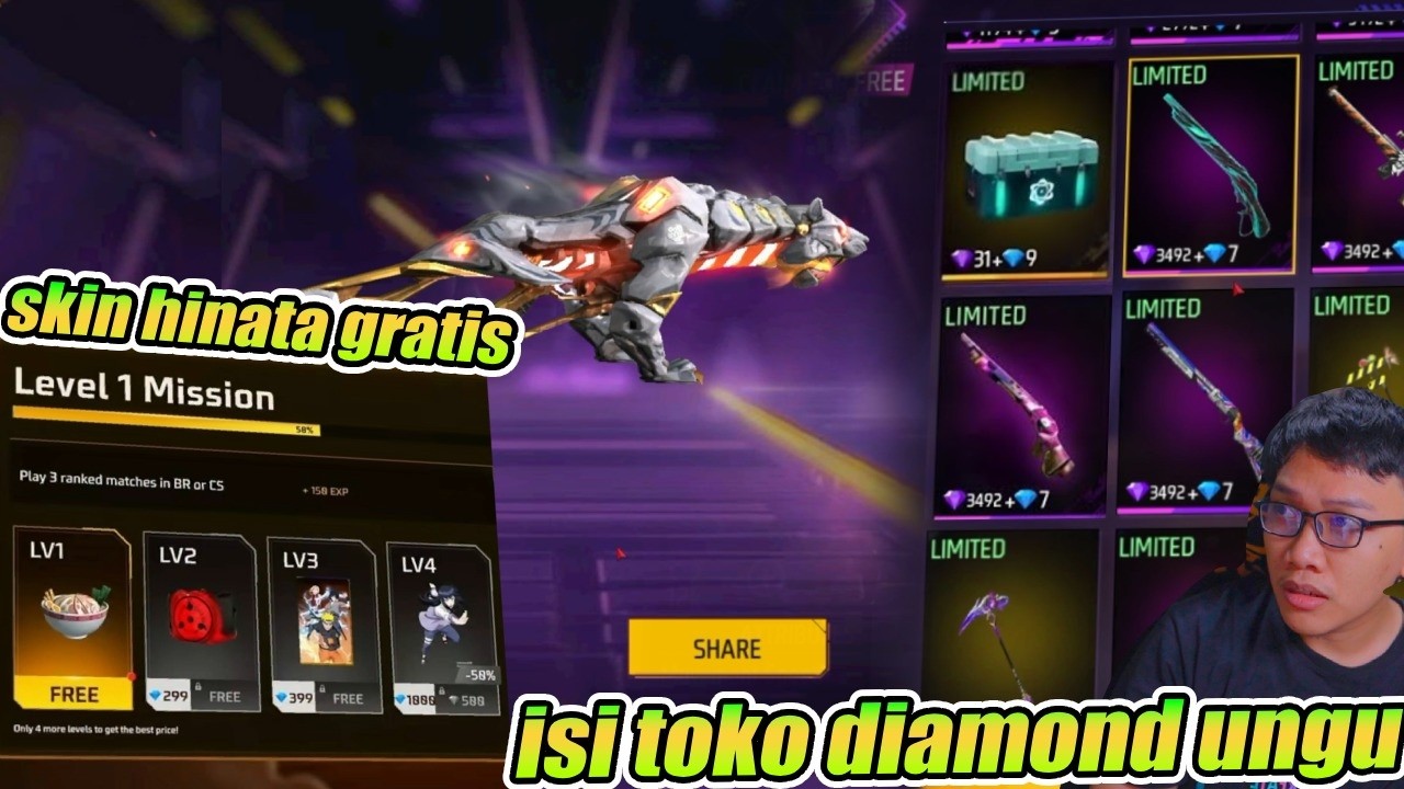 BORONG DIAMOND UNGU & SKIN THOMPSON! BOCORAN SKIN GRATIS HINATA NARUTO CHAPTER 3! #pesta9 #freefire