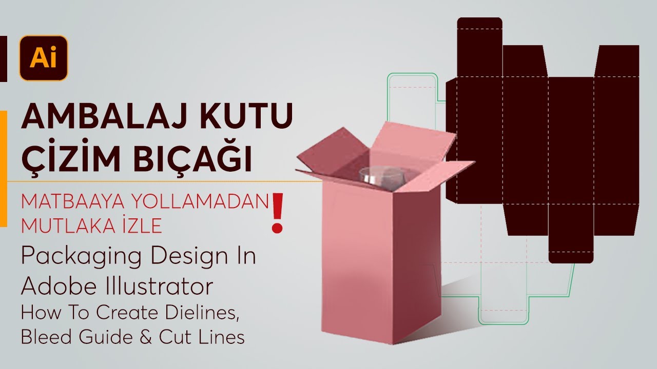 BAŞTAN SONA | AMBALAJ BIÇAĞI NASIL ÇİZİLİR? | Packaging Design Create Dielines, #adobeillustratorcc
