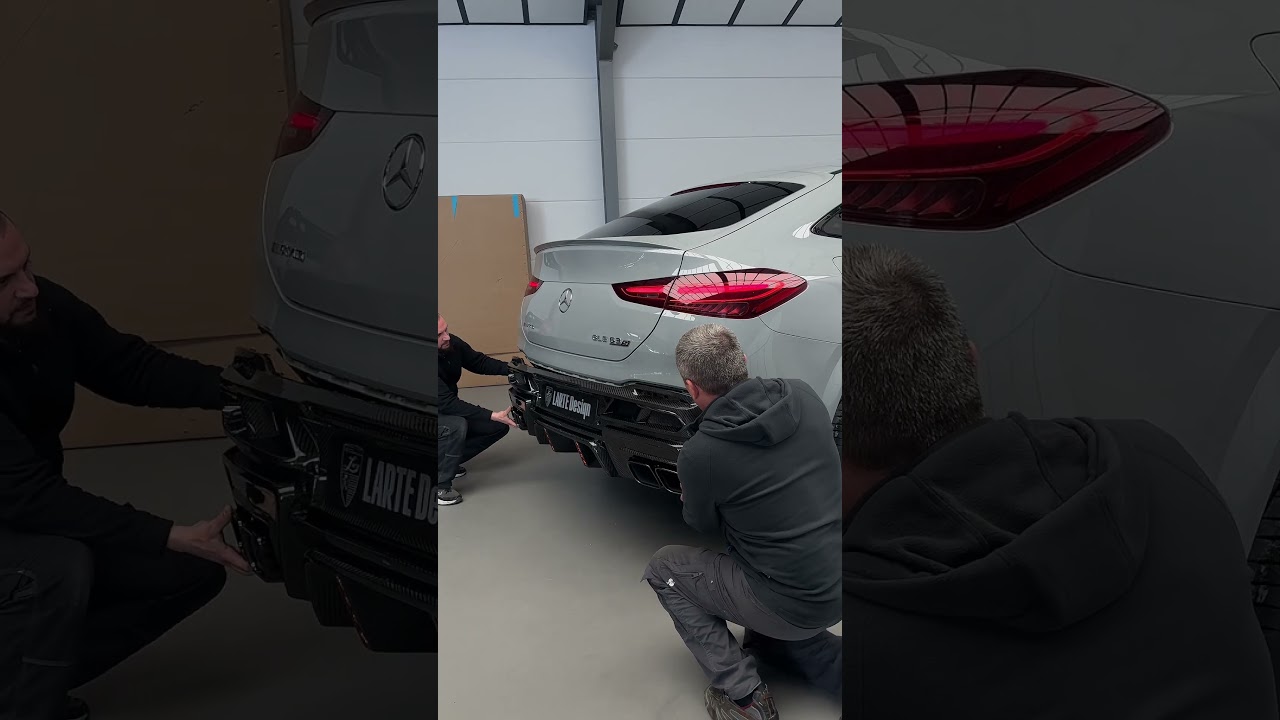The process of instillation the rear bumper diffuser for the Mercedes-AMG GLE Coupe 63s