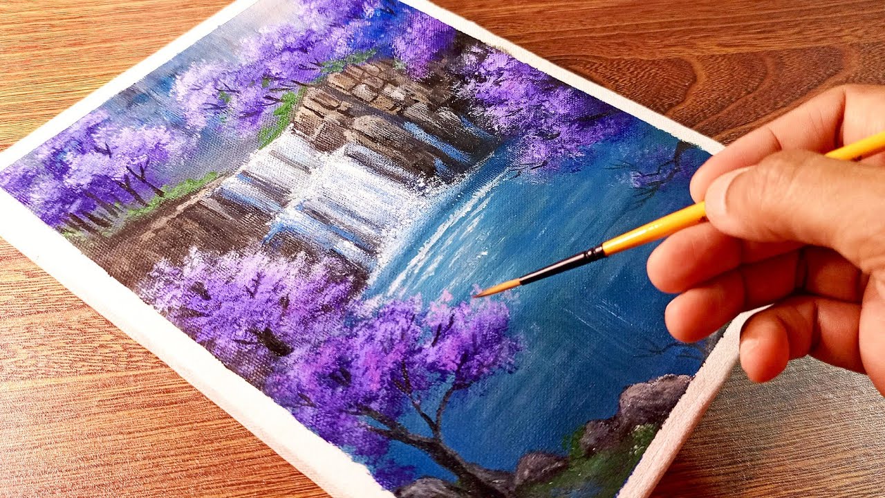 How to Paint a Waterfall | Acrylic Painting for Beginners | Step by Step Painting Tutorial