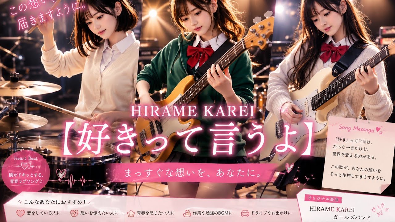 AI青春ガールズバンドHIRAME　KAREI最新曲【好きって言うよ】