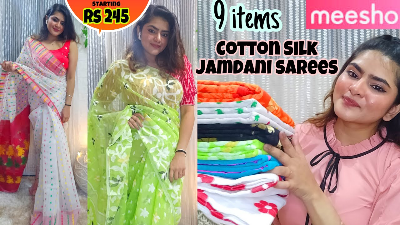 Meesho Jamdani Saree Haul | Meesho Sarees/Blouse | Jamdani Cotton Silk Saree |Bengali Sarees #Meesho