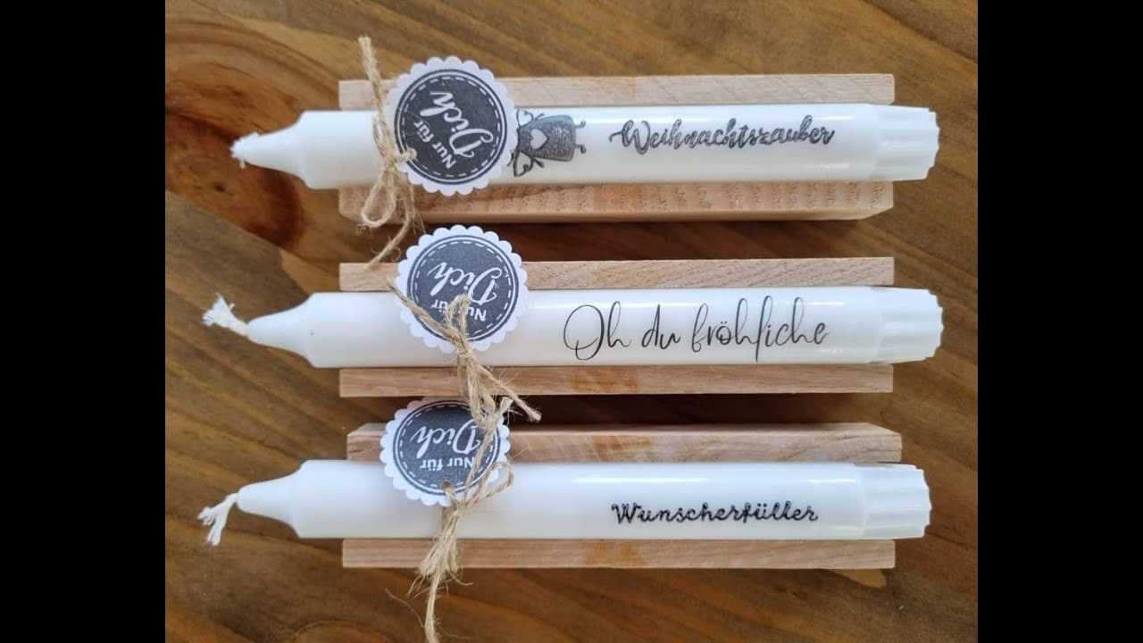 DIY Kerzen beschriften mit Decofolie und Stempeln