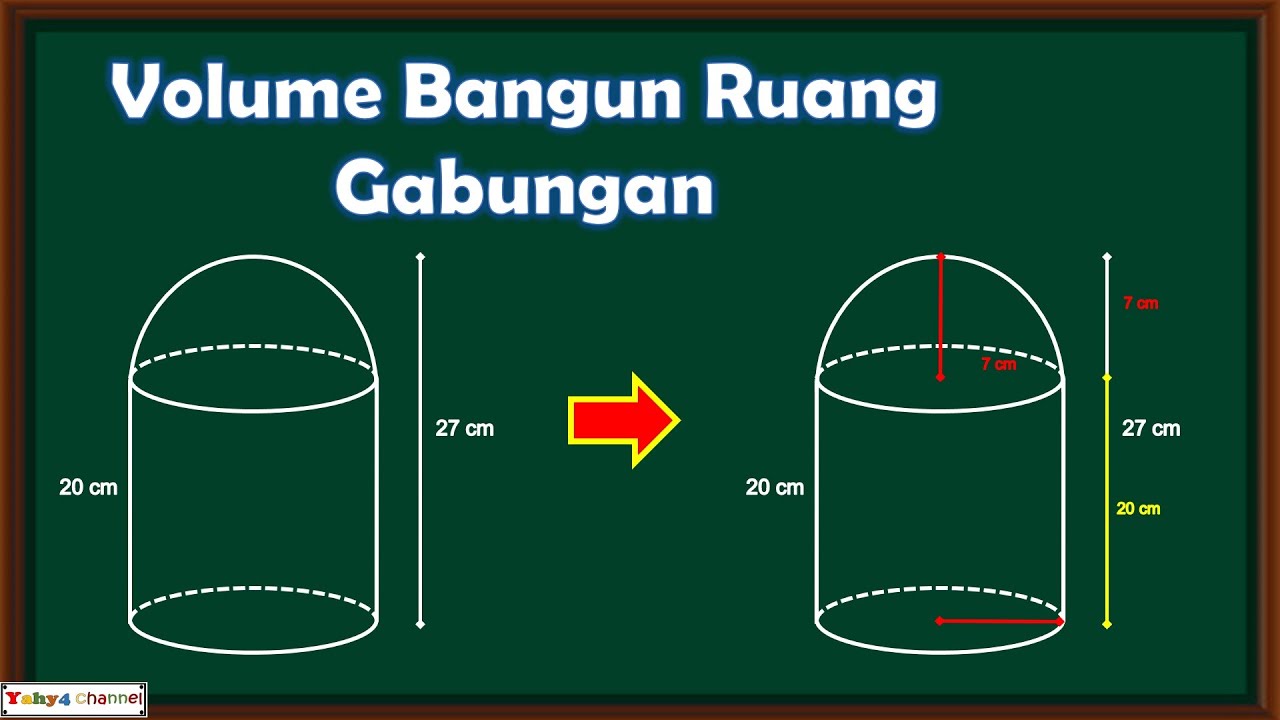 Cara Menghitung Volume Gabungan Bangun Ruang [Part 9 Volume Gabungan Setengah Bola dan Tabung]