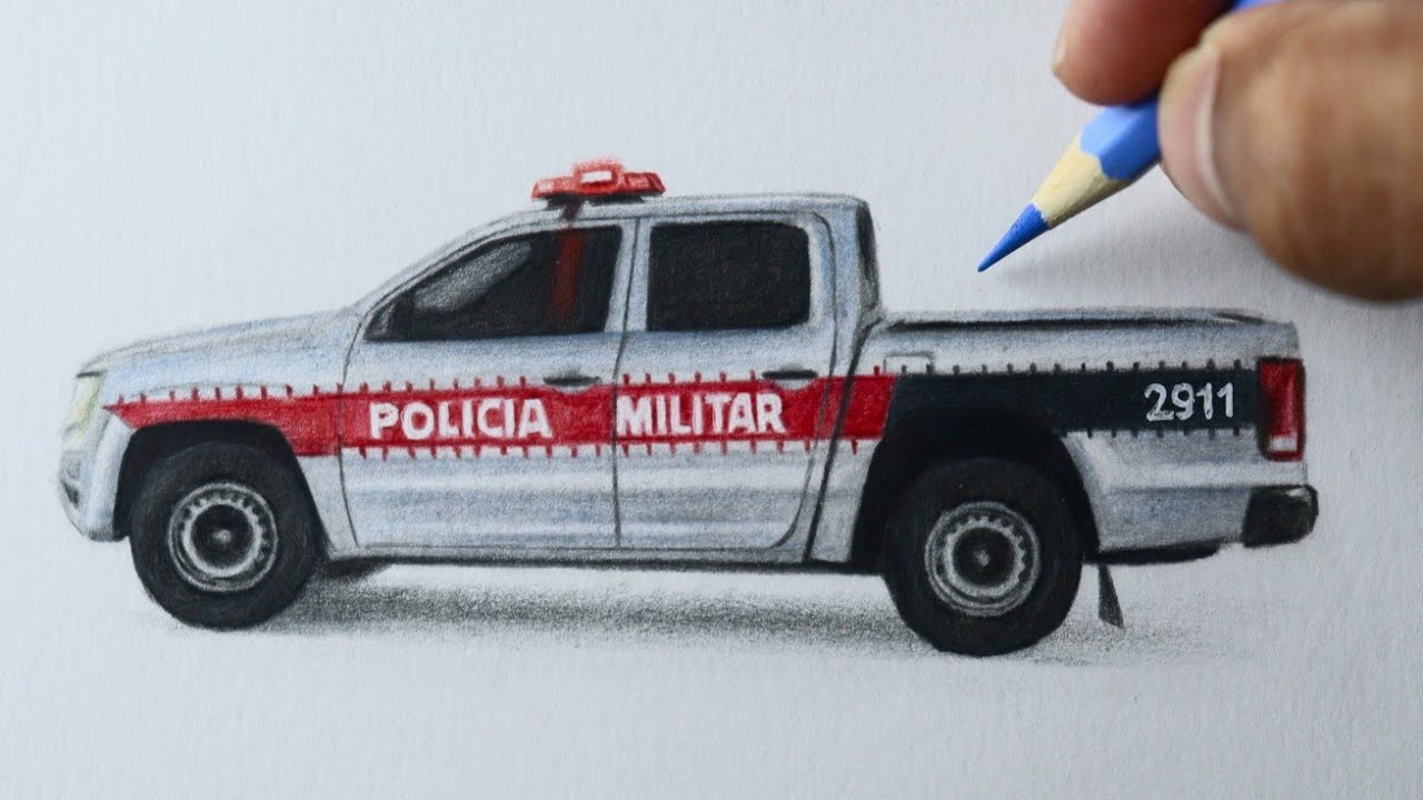 Como desenhar o carro da Polícia Militar da Paraíba