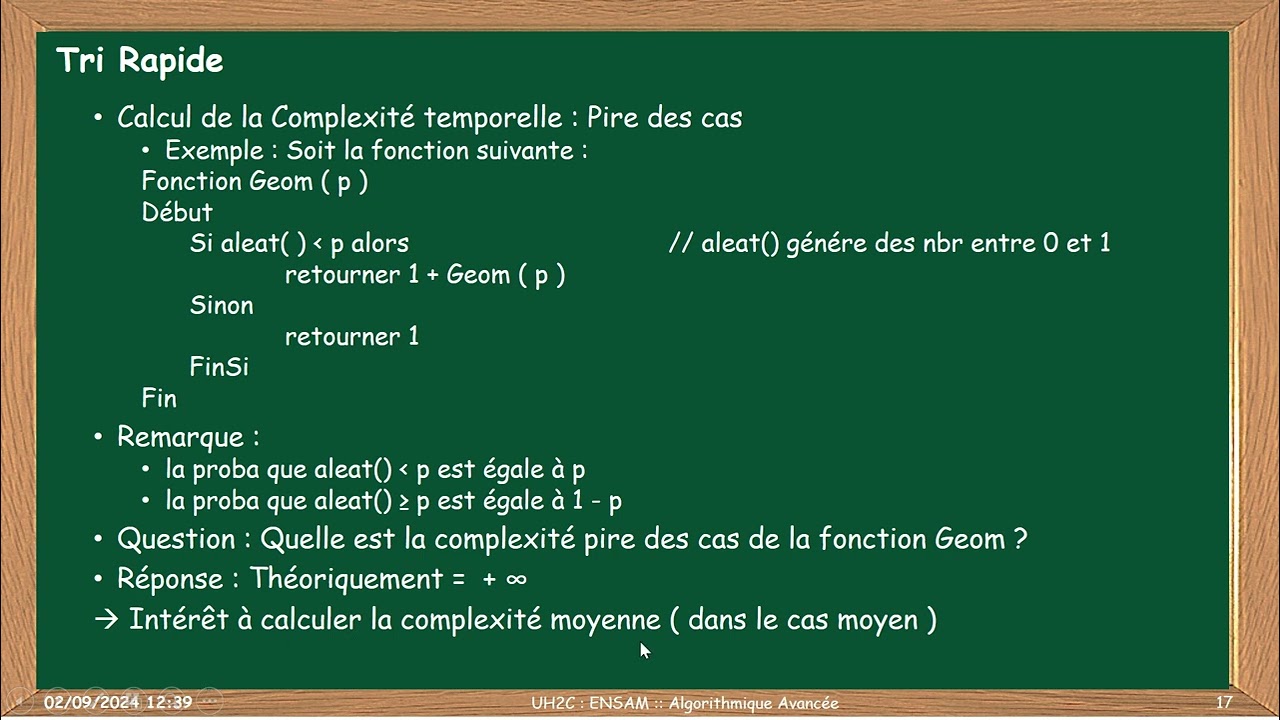 Alg_012 Tri Rapide -  Complexité Moyenne  2/2 ( Quick Sort - Average Case Complexity )