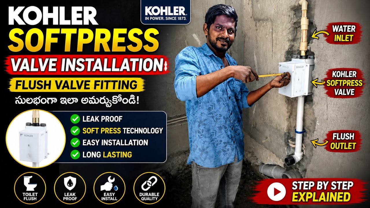 Kohler softpress valve installation || Flush valve Fitting