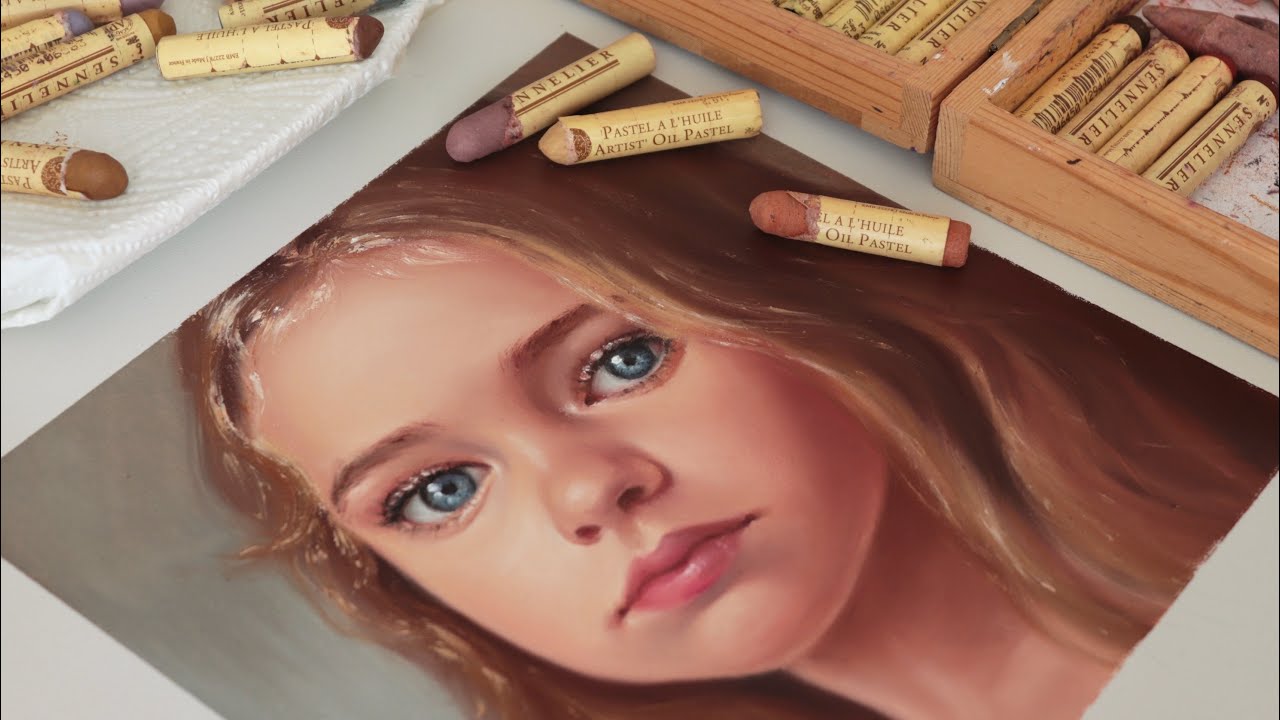 Oil pastel portrait painting || timelapse
