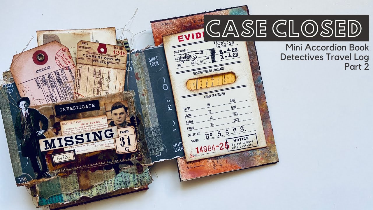 Junk Journal Folio | Case Closed | Mini Accordion Book Pt 2  | Detectives Travel  Crime Junk Journal