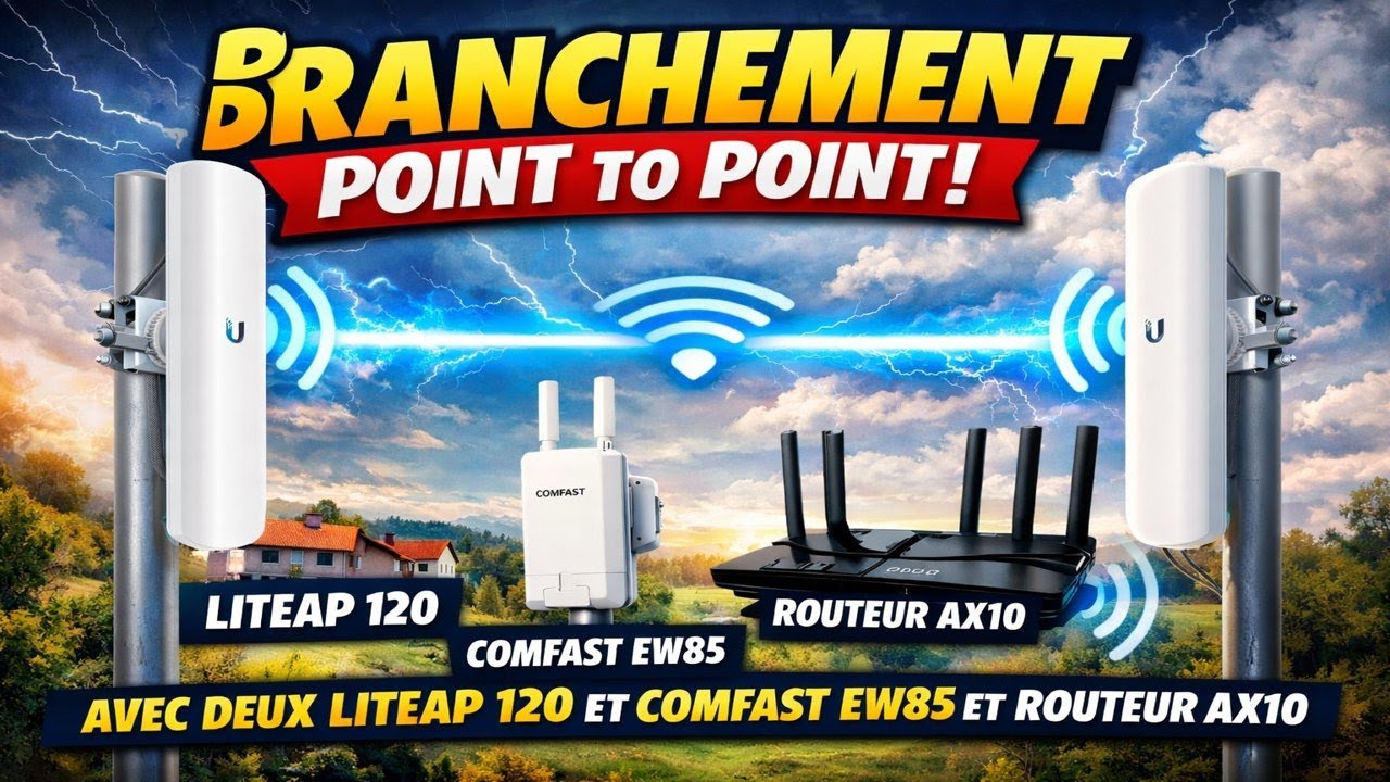Branchement Point to Point avec 2 LiteAP 120 + Comfast EW85 + Routeur AX10