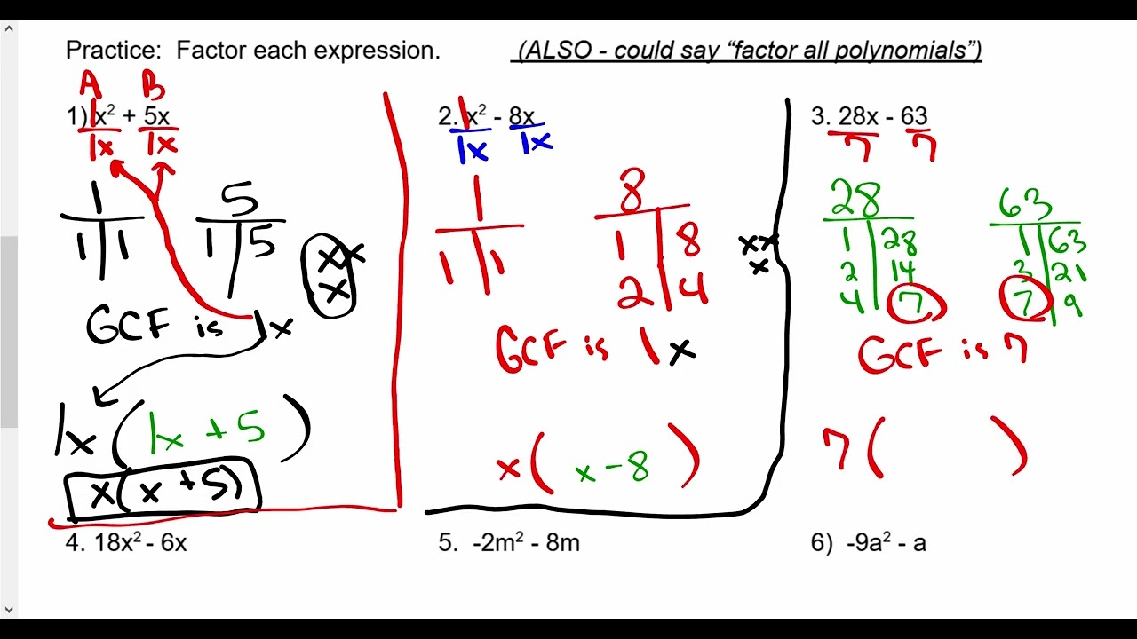 Alg   Lesson 9-1 Factor Quadratic with GCF