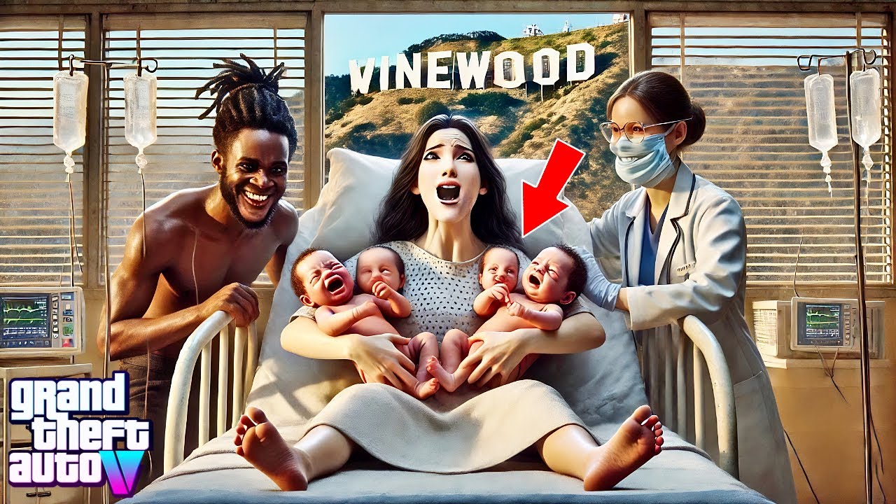 😱👶🏽Franklin & Mia's Quadruplets Babies Birth Vlog-GTA 5 Real Life Mod Remastered Season 2 Episode 73