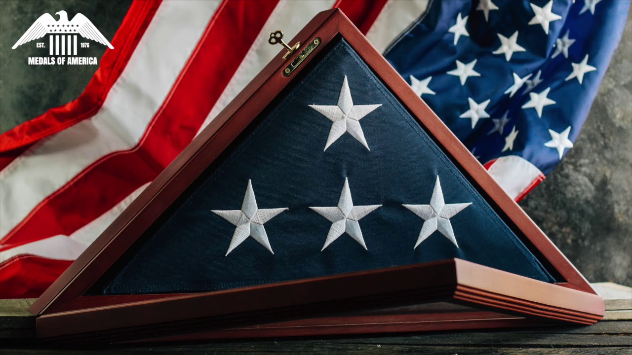 Lockable Wood Veteran Burial Flag Case