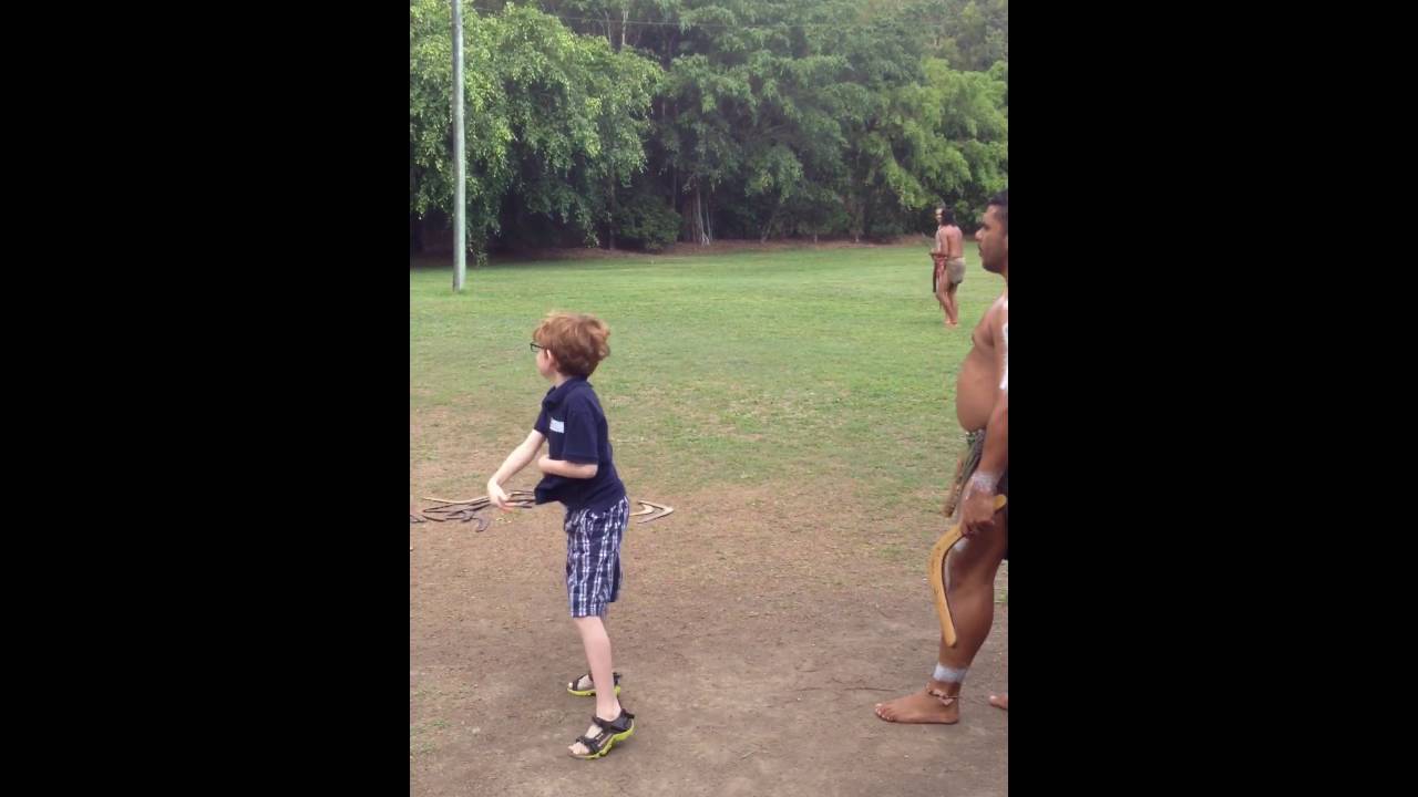 Throwing the boomerang with aborigines