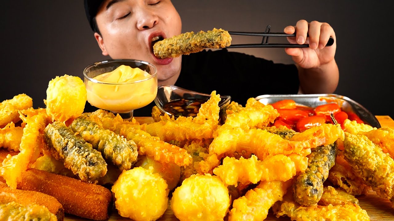 골라 먹는 재미가 쏠쏠한 수제모듬튀김에 떡볶이 먹방~!! 리얼사운드 ASMR Mukbang(Eating Show)