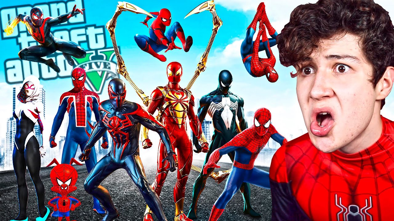 JUGANDO con TODOS los SPIDERMAN del MULTIVERSO en GTA 5! (Mods)