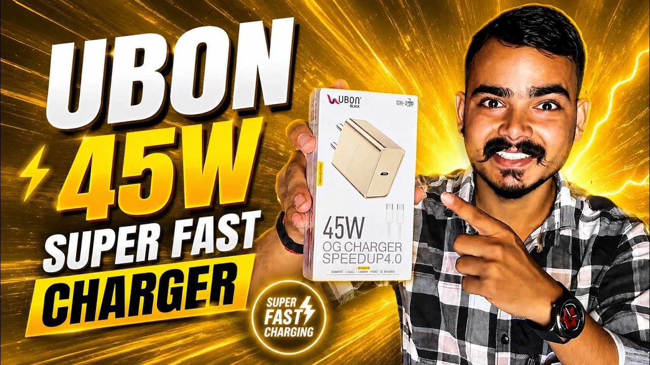 | UBON | 45W OG CHARGER SPEEDUP 4.0 Super Fast Charging with Type-C to C Data Cable ke sath