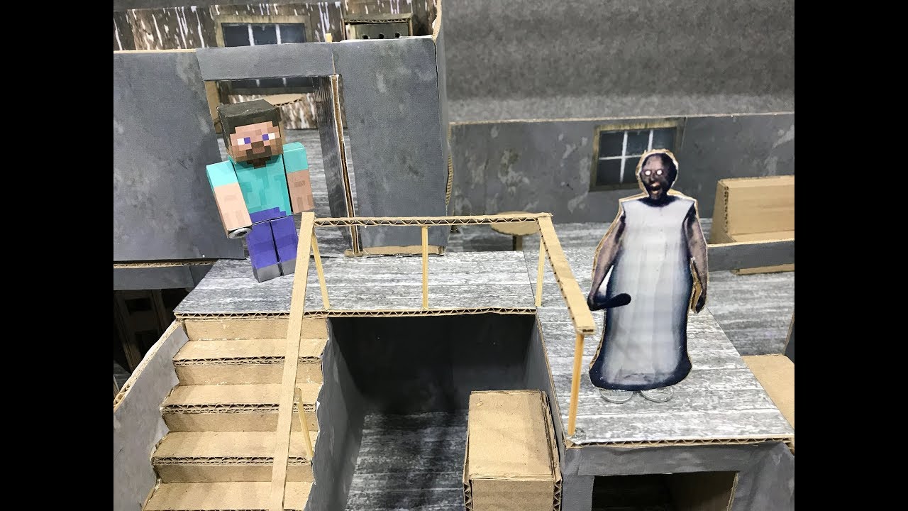 Minecraft vs Granny. Картонная игра.  DIY