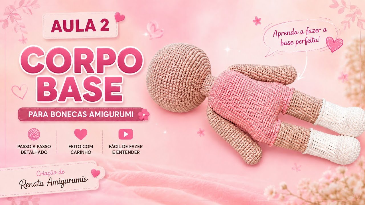  Como fazer CORPO BASE de BONECA AMIGURUMI. FÁCIL E SEM COSTURA. #tutorialamigurumicompleto