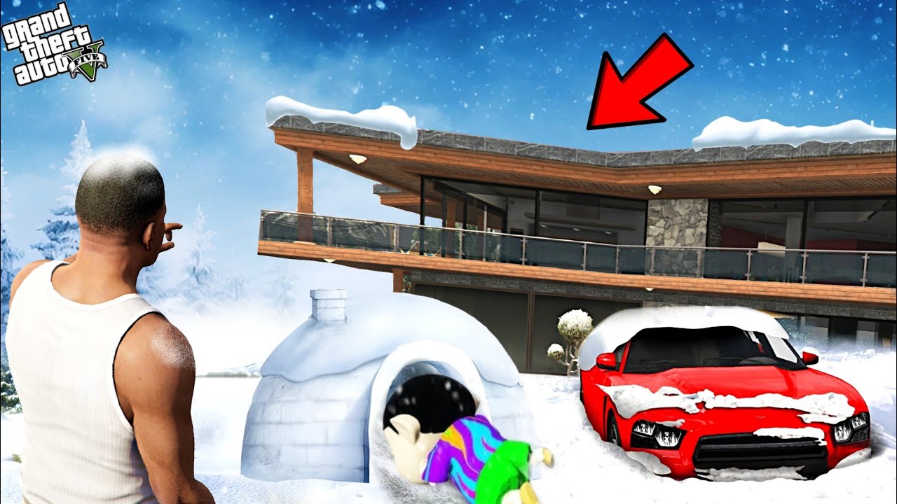Franklin And Shinchan Saving Their House From Snow || Gta 5 ! 