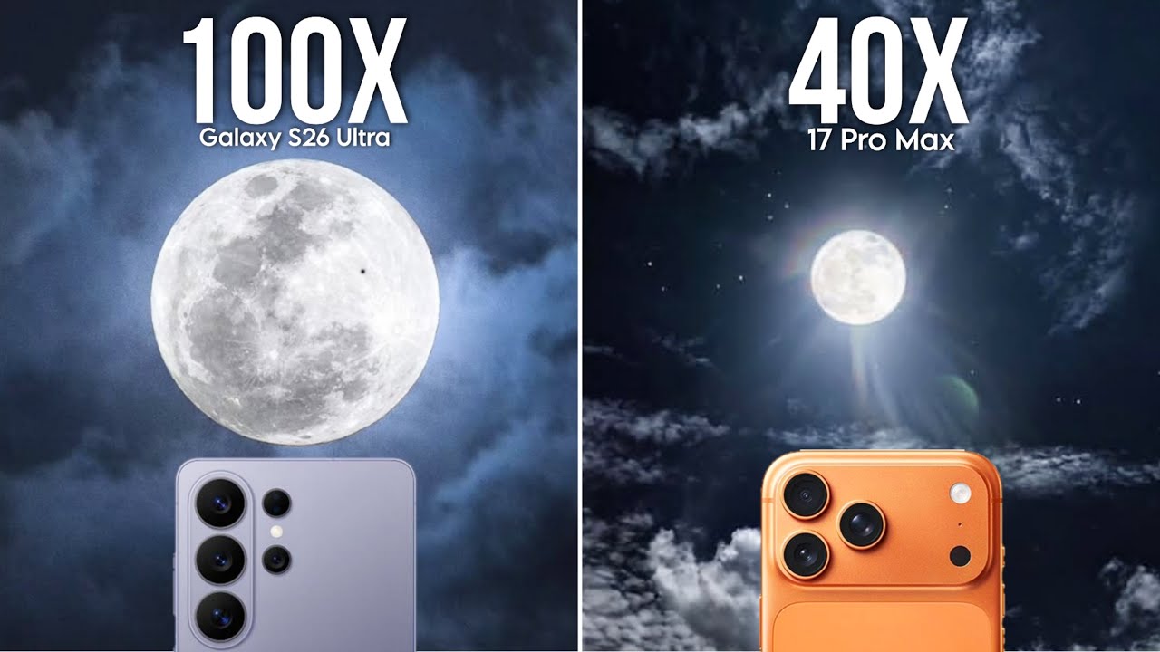Сравнение производительности Samsung Galaxy S26 Ultra и iPhone 17 Pro Max в режиме Live Zoom.