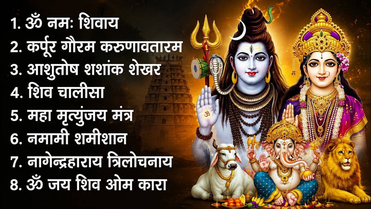 भक्ति भजन - आशुतोष शशाँक शेखर, कर्पूर गौरम करुणावतारं, ॐ नमः शिवाय,  शिव अमृतवाणी व शिव आरती