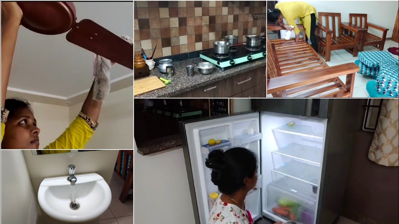 Full home cleaning routine tamil😃 kitchen, fridge cleaning and organizing🤩 Motivational video 👍