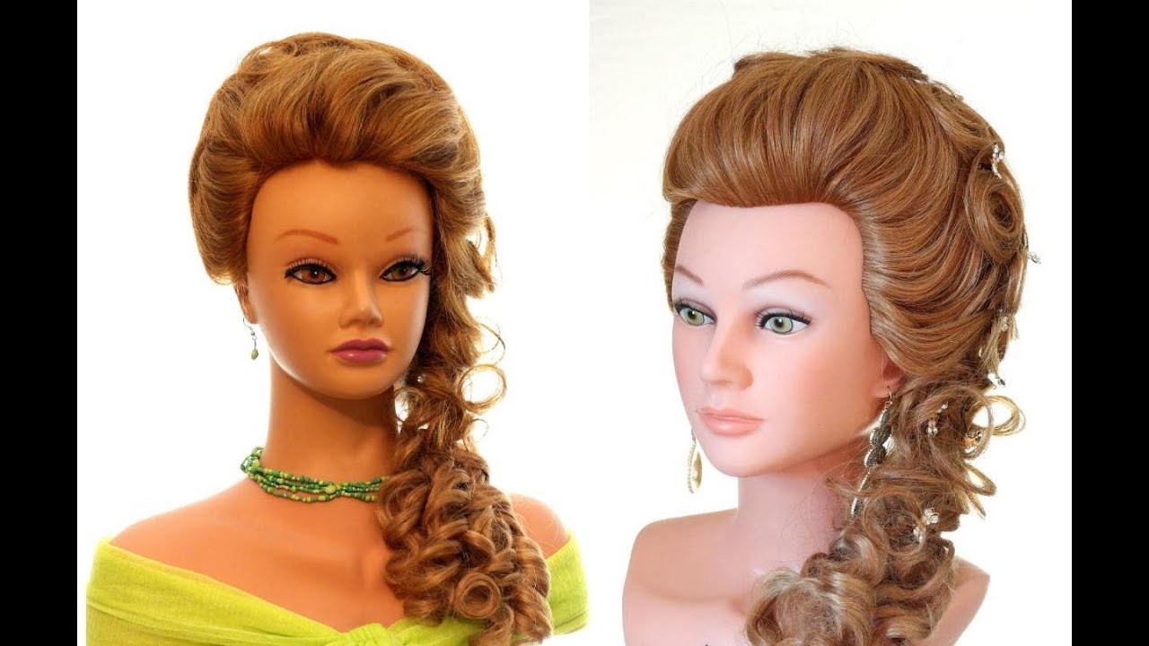 Romantic wedding prom hairstyle for long hair.