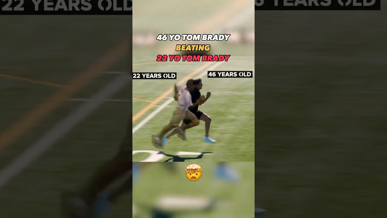 46-year-old Tom Brady beating 22-year-old Tom&rsquo;s 40-yard dash time 😳 #nfl